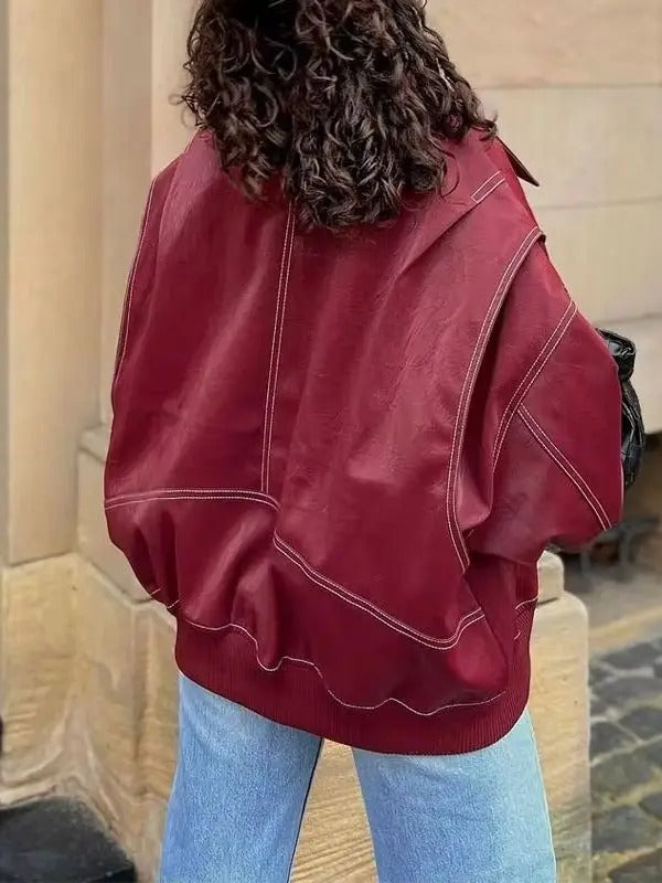 Faye - Oversized Lederjacke