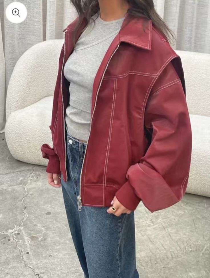 Faye - Oversized Lederjacke