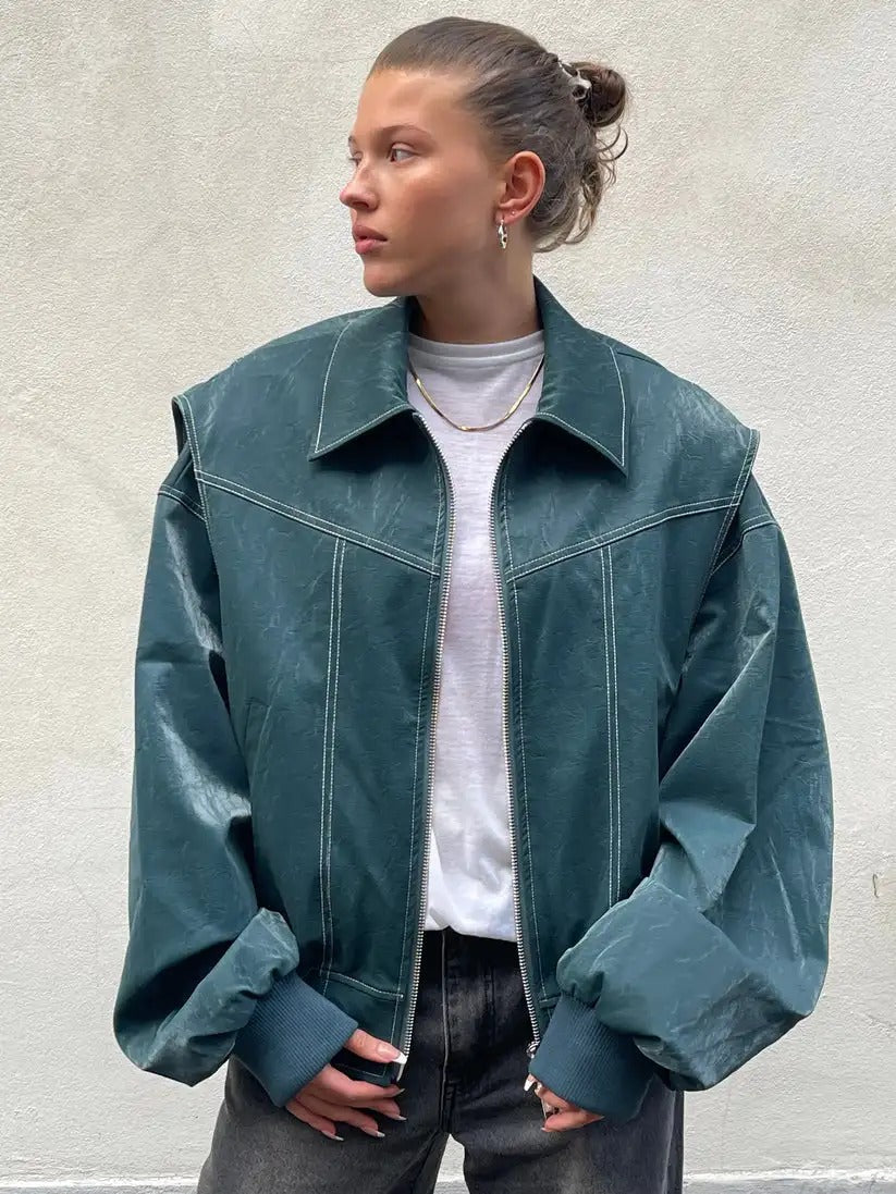 Faye - Oversized Lederjacke